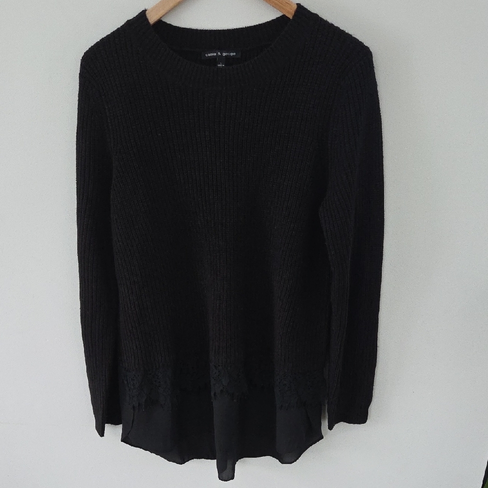 Cable & Gauge Black Crew Neck Sweater